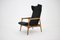 Oak & Bouclé Upholstery Wing Chair, Czechoslovakia, 1960s, Image 3