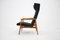 Oak & Bouclé Upholstery Wing Chair, Czechoslovakia, 1960s 8