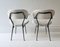 Off White Armchairs with Black Metal Frame, Italy, 1960s, Set of 2 3