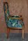 Vintage Italian Carved Walnut Armchair with Birds of Paradise Upholstery, Image 11