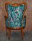 Vintage Italian Carved Walnut Armchair with Birds of Paradise Upholstery 13