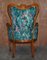 Vintage Italian Carved Walnut Armchair with Birds of Paradise Upholstery, Image 13