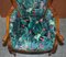 Vintage Italian Carved Walnut Armchair with Birds of Paradise Upholstery 4