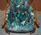 Vintage Italian Carved Walnut Armchair with Birds of Paradise Upholstery, Image 4