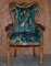 Vintage Italian Carved Walnut Armchair with Birds of Paradise Upholstery 2