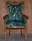 Vintage Italian Carved Walnut Armchair with Birds of Paradise Upholstery, Image 2