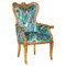 Vintage Italian Carved Walnut Armchair with Birds of Paradise Upholstery, Image 1