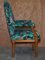 Vintage English Carver Walnut Armchair with Birds of Paradise Upholstery 16
