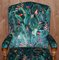 Vintage English Carver Walnut Armchair with Birds of Paradise Upholstery, Image 3