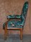 Vintage English Carver Walnut Armchair with Birds of Paradise Upholstery 20