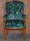 Vintage English Carver Walnut Armchair with Birds of Paradise Upholstery, Image 2