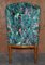 Vintage English Carver Walnut Armchair with Birds of Paradise Upholstery 18