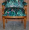 Vintage English Carver Walnut Armchair with Birds of Paradise Upholstery 12