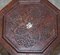 Mesa de vino octogonal plegable antigua de madera tallada a mano, Imagen 5