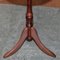 Vintage Mahogany Pie Crust Edge Brown Leather Tripod Side End Lamp Wine Table 6