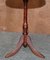 Vintage Mahogany Pie Crust Edge Brown Leather Tripod Side End Lamp Wine Table 5