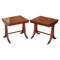 Vintage Lions Hairy Paw Feet Flamed Mahogany Side End Lamp Wine Tables, Set of 2 1