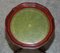 Green Leather Mahogany Pie Crust Edge Tripod Side End Lamp Wine Table 2