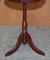 Green Leather Mahogany Pie Crust Edge Tripod Side End Lamp Wine Table, Image 5