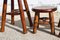 Vintage French Wooden Milking Stools, Set of 3 7