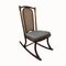 Rocking Chair Antique en Bois Courbé avec Dossier en Jonc 1
