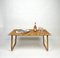 Mesa de centro plegable de bambú, ratán y mimbre con esquinas de acero, años 70, Imagen 9
