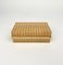 Rectangular Acrylic Glass, Rattan and Brass Box in the Style of Christian Dior Home, Italy, 1970s 3