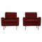 George Nelson Armchairs in Red Fabric for Herman Miller, Set of 2 1