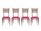 Wood and Magenta Fabric Dining Chairs by Paolo Buffa, 1950s, Set of 4 5