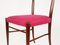 Wood and Magenta Fabric Dining Chairs by Paolo Buffa, 1950s, Set of 4 3