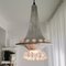 Mid-Century Silver Metal Crystal Glass Pendant Lamp, 1960s 5