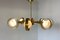 Italian Art Deco Murano Glass & Brass Ceiling Lamp 9