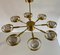 Italian Art Deco Murano Glass & Brass Ceiling Lamp, Image 5