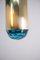 Lámpara colgante italiana de latón y vidrio artístico azul de Ghirò Studio, Imagen 2