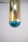 Italian Pendant Lamp in Brass and Blue Art Glass from Ghirò Studio, Image 4