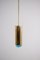 Italian Pendant Lamp in Brass and Blue Art Glass from Ghirò Studio, Image 8