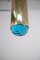 Italian Pendant Lamp in Brass and Blue Art Glass from Ghirò Studio, Image 3