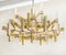 Mid-Century Italian Gilt Brass or Clear Glass Chandelier by Sciolari, 1970, Image 2