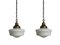 Vintage Brass Opaline Milk White Glass Ceiling Pendants Lights, Set of 2 2