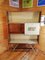 Mobile bar con sgabelli in ottone e legno, Italia, anni '50, set di 4, Immagine 3