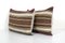 Vintage Brown Striped Kilim Pillow Cases in Wool, Set of 2 2