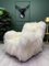 Vintage Wingback White Sheepskin Fluffy Lounge Chair 4