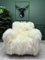Vintage Wingback White Sheepskin Fluffy Lounge Chair 1