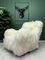 Vintage Wingback White Sheepskin Fluffy Lounge Chair, Image 2