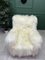 Vintage Wingback White Sheepskin Fluffy Lounge Chair, Image 5