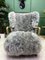 Vintage Wingback White Sheepskin Fluffy Lounge Chair by Howard Keith 2