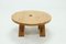 Round Brutalist Solid Oak Coffee Table, 1970s 1