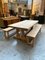 Oak Farmhouse Table with 2 Benches, Set of 3, Image 1