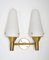 Mid-Century Swedish Wall Lights in Brass and Glass, Set of 2 4