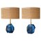 Blaue italienische Mid-Century Modern Murano Tischlampen, 1950, 2er Set 1